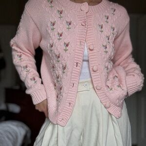 Vintage America Pink Floral Cardigan
